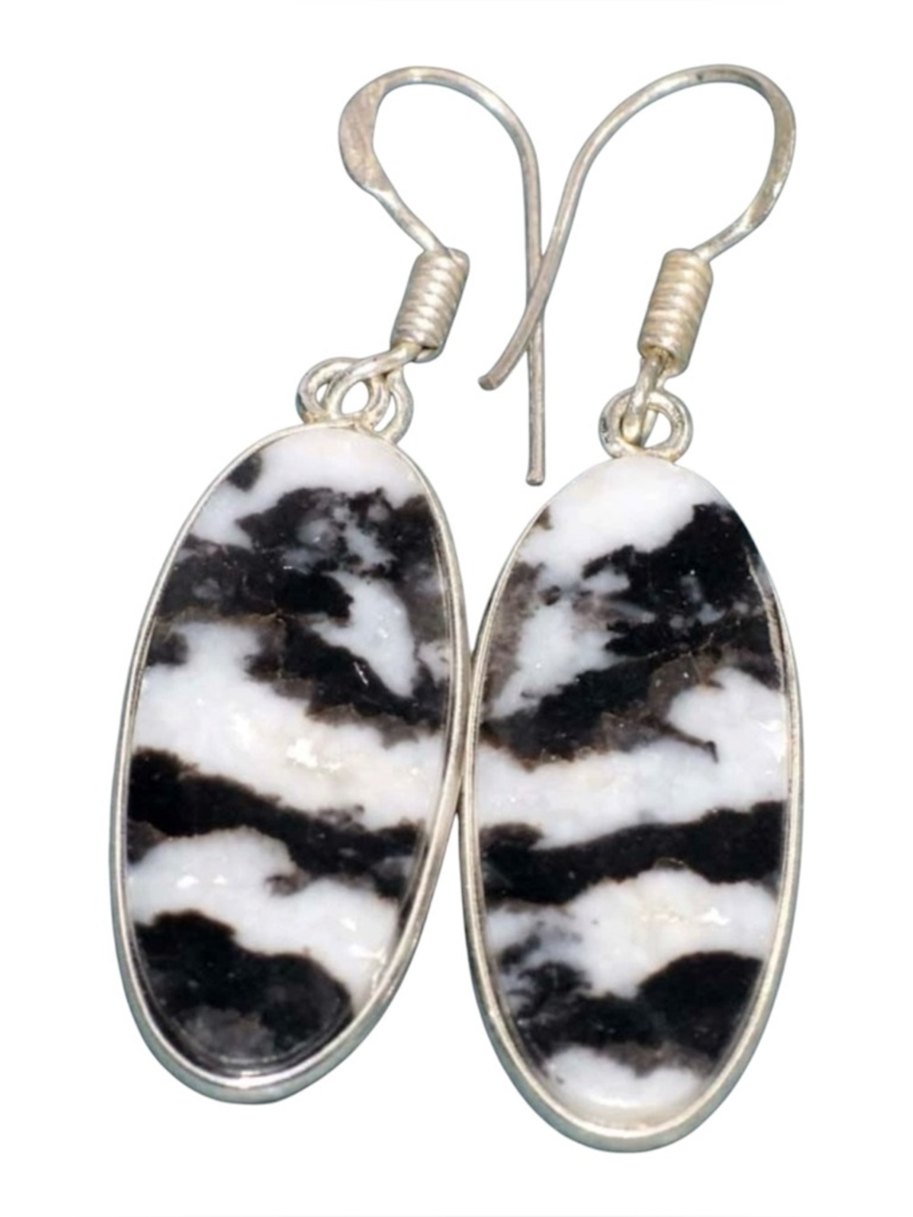 Vintage White Buffalo Turquoise Sterling Silver Earrings, Southwestern, 2”, New